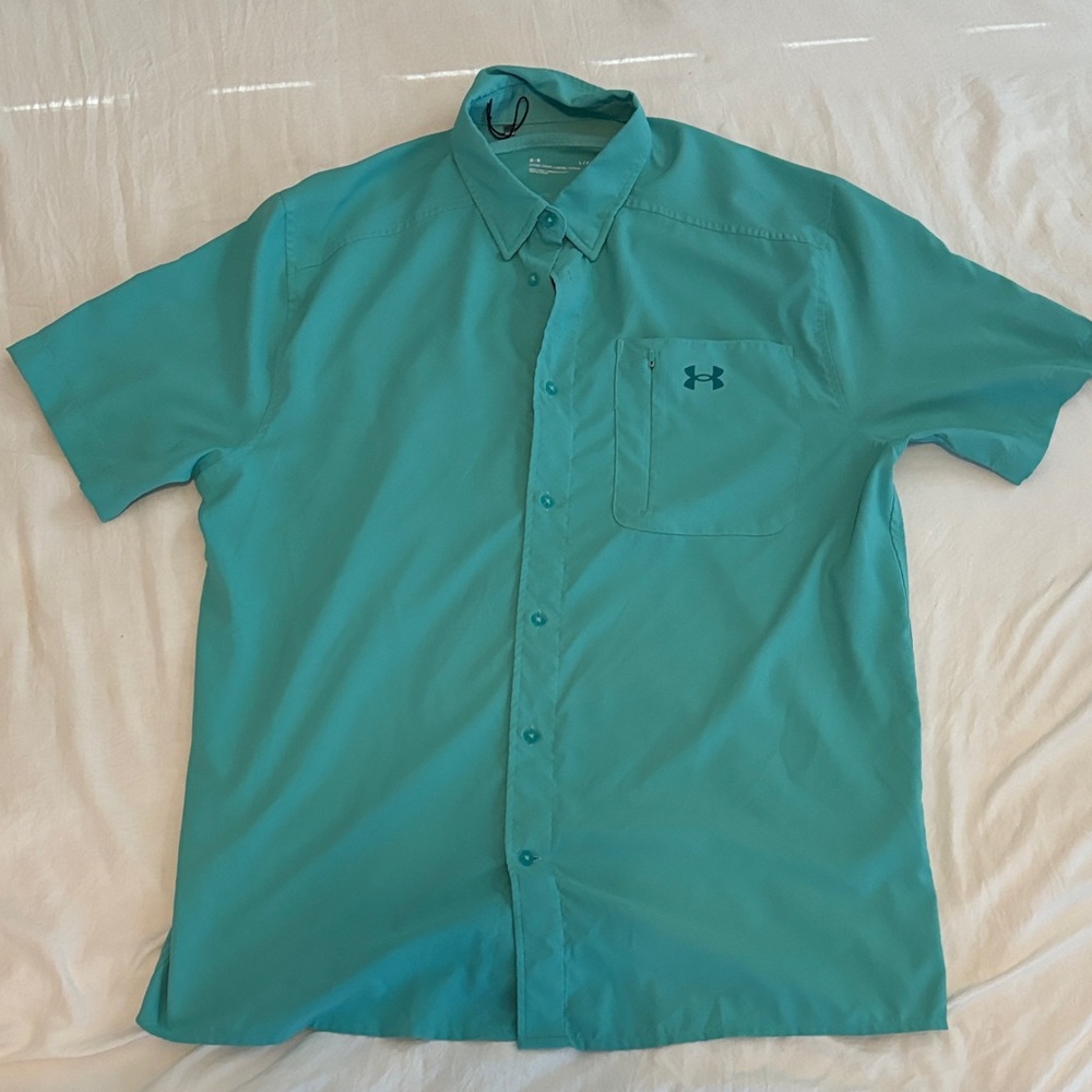 Under Armour Men's Aqua Button Down Shirt